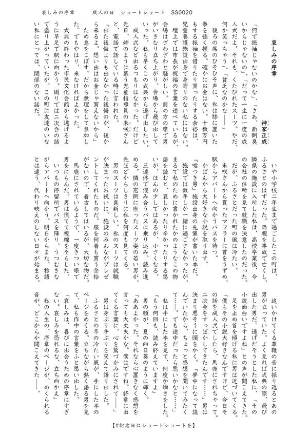 「哀しみの序章」　#記念日にショートショートを